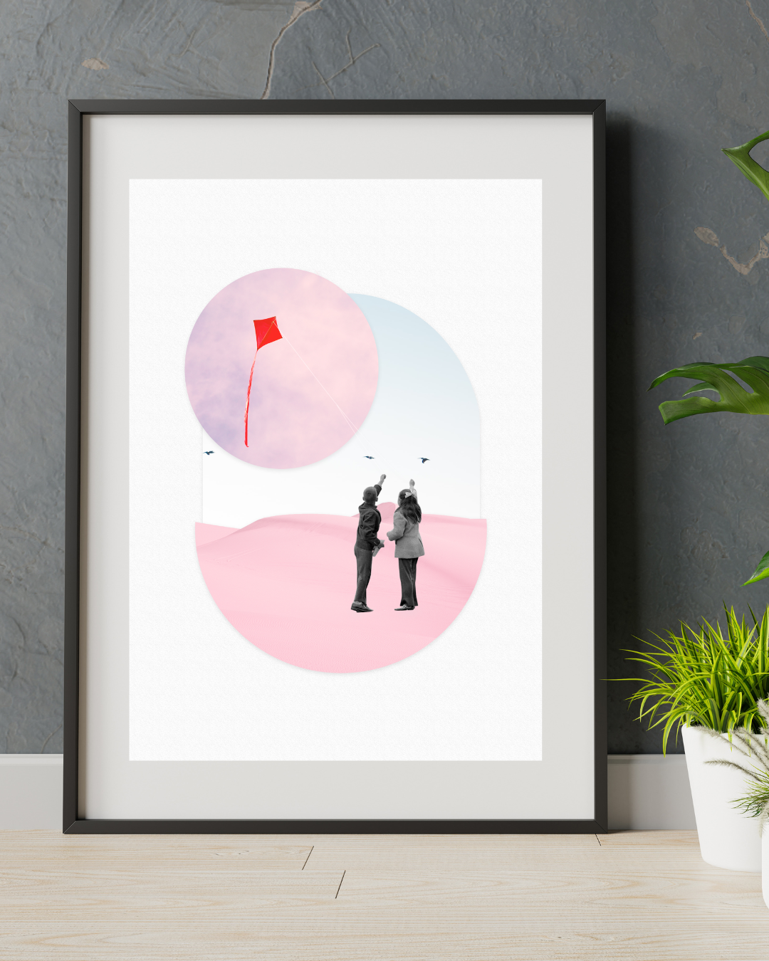 Let's fly a kite | Surreal Collage Art Print