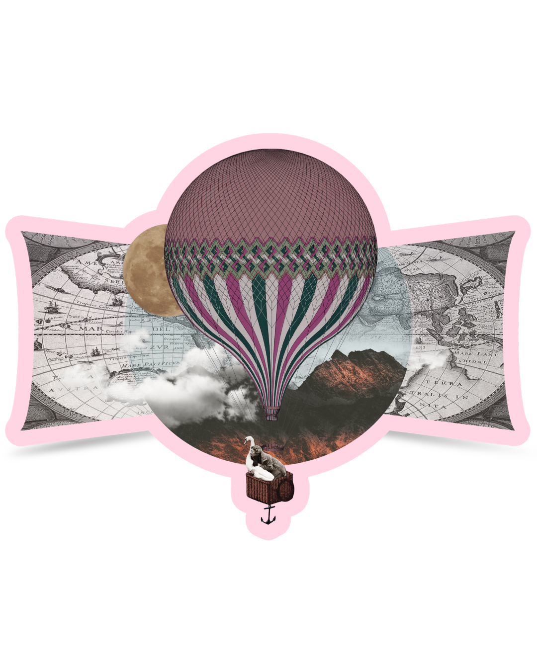 Pink Flight | Collage Vinyl Sticker