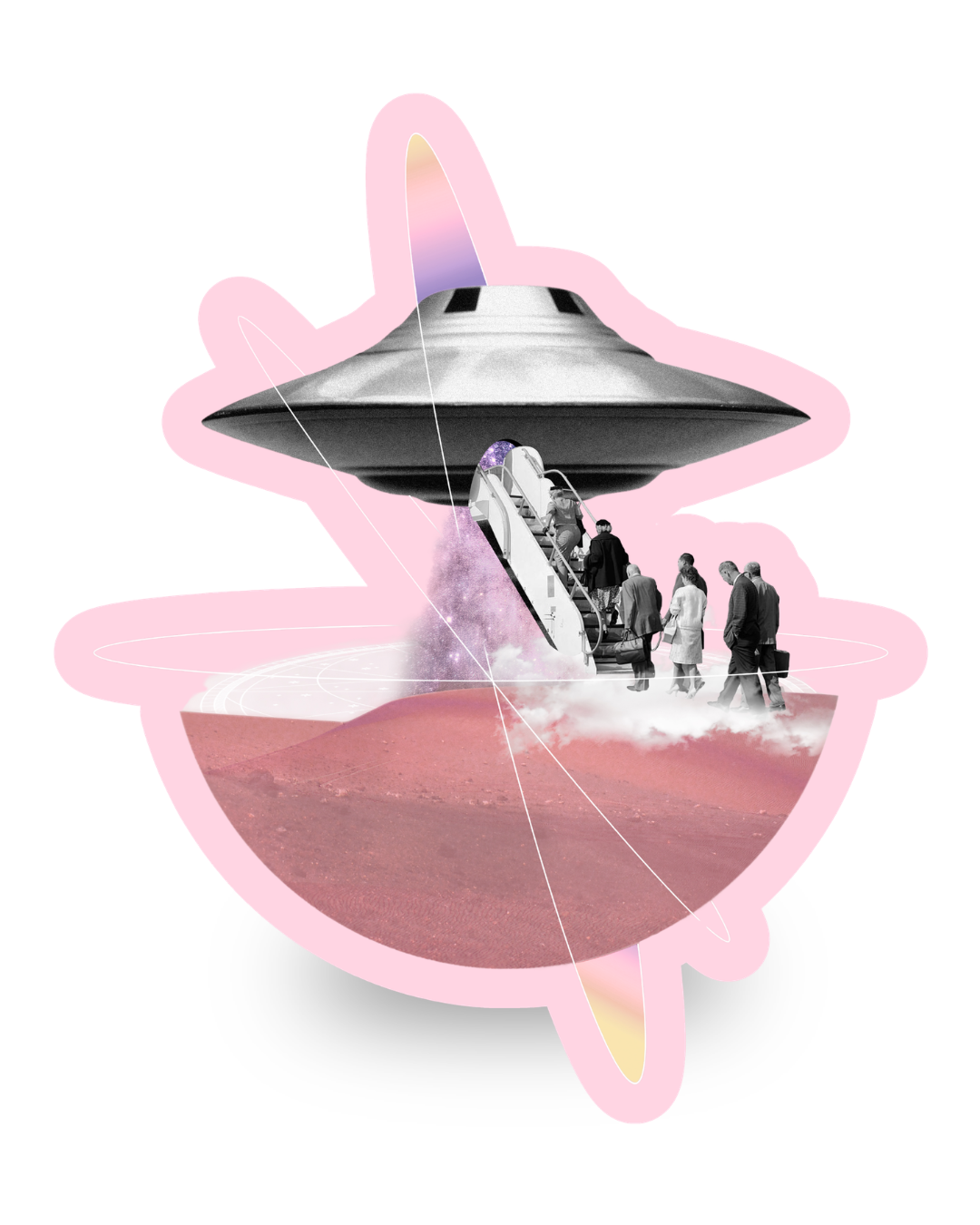 Shall we go? | Collage Vinyl Sticker