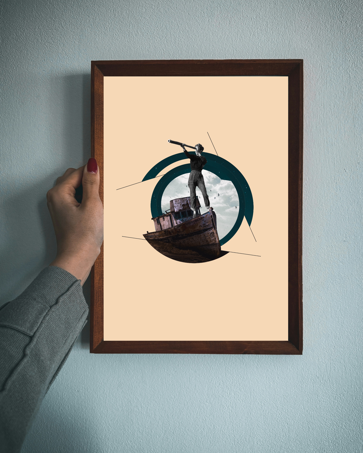 Explorer of the world | Surreal Collage Art Print