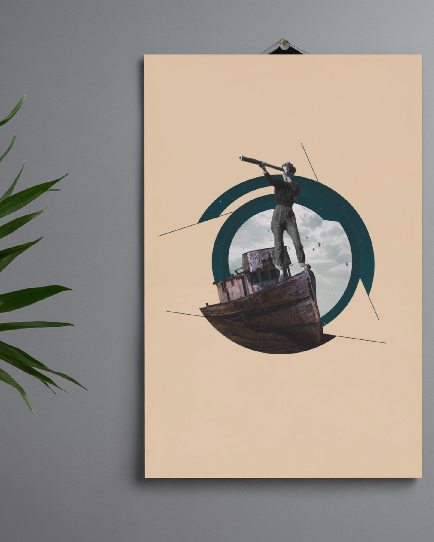 Explorer of the world | Surreal Collage Art Print