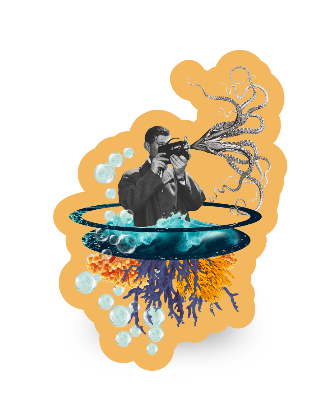 As free as the ocean | Collage Vinyl Sticker