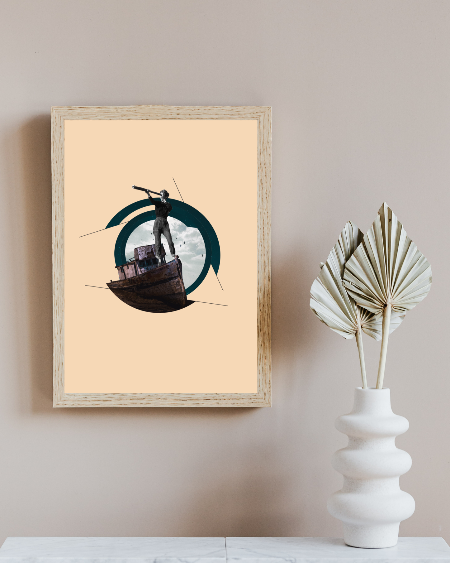 Explorer of the world | Surreal Collage Art Print