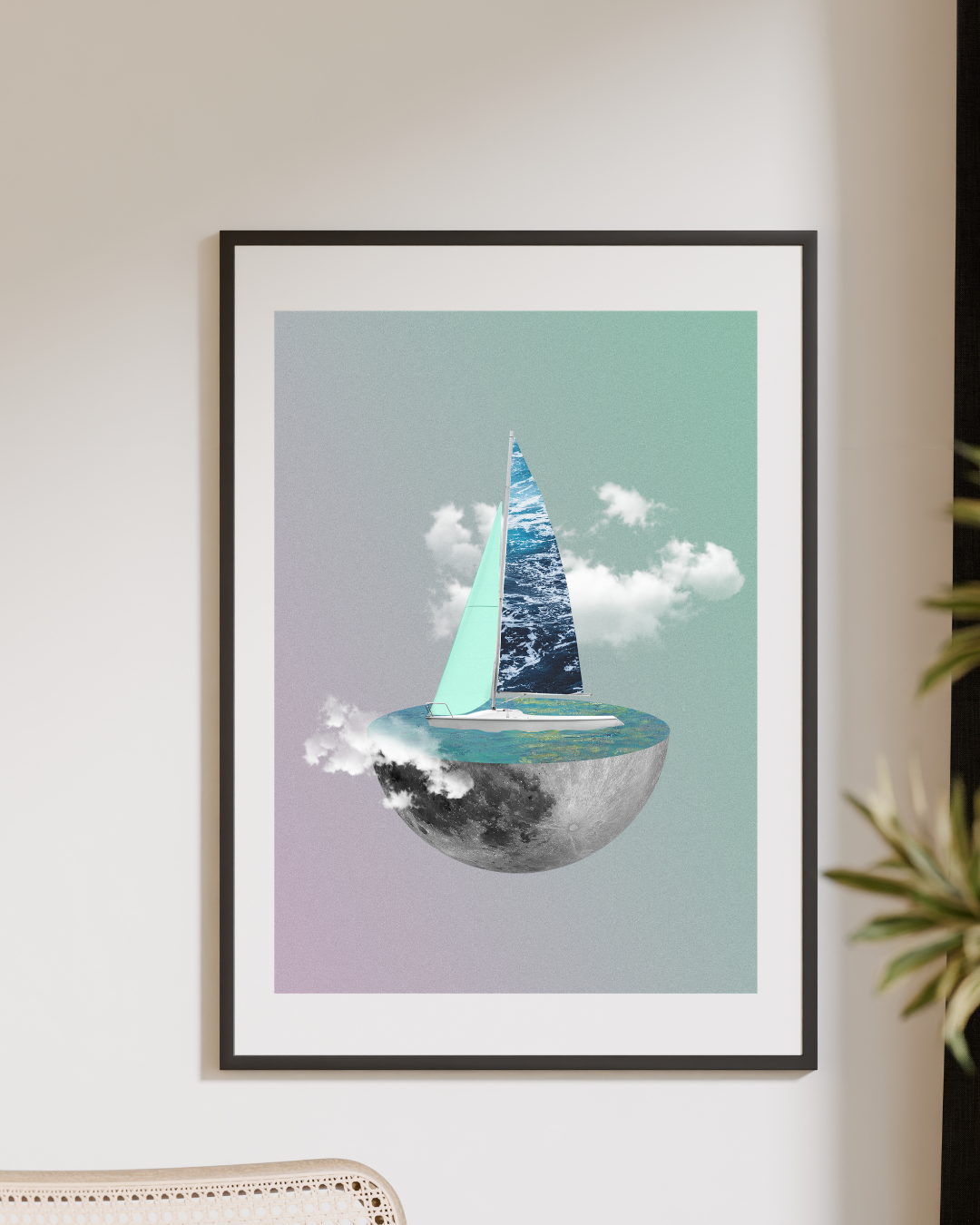 Moonlit Voyage | Surreal Collage Art Print