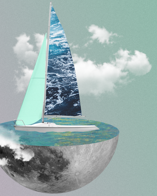 Moonlit Voyage | Surreal Collage Art Print