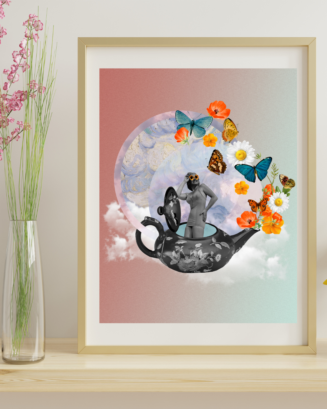 A cup of Spring | Surreal Collage Art Print
