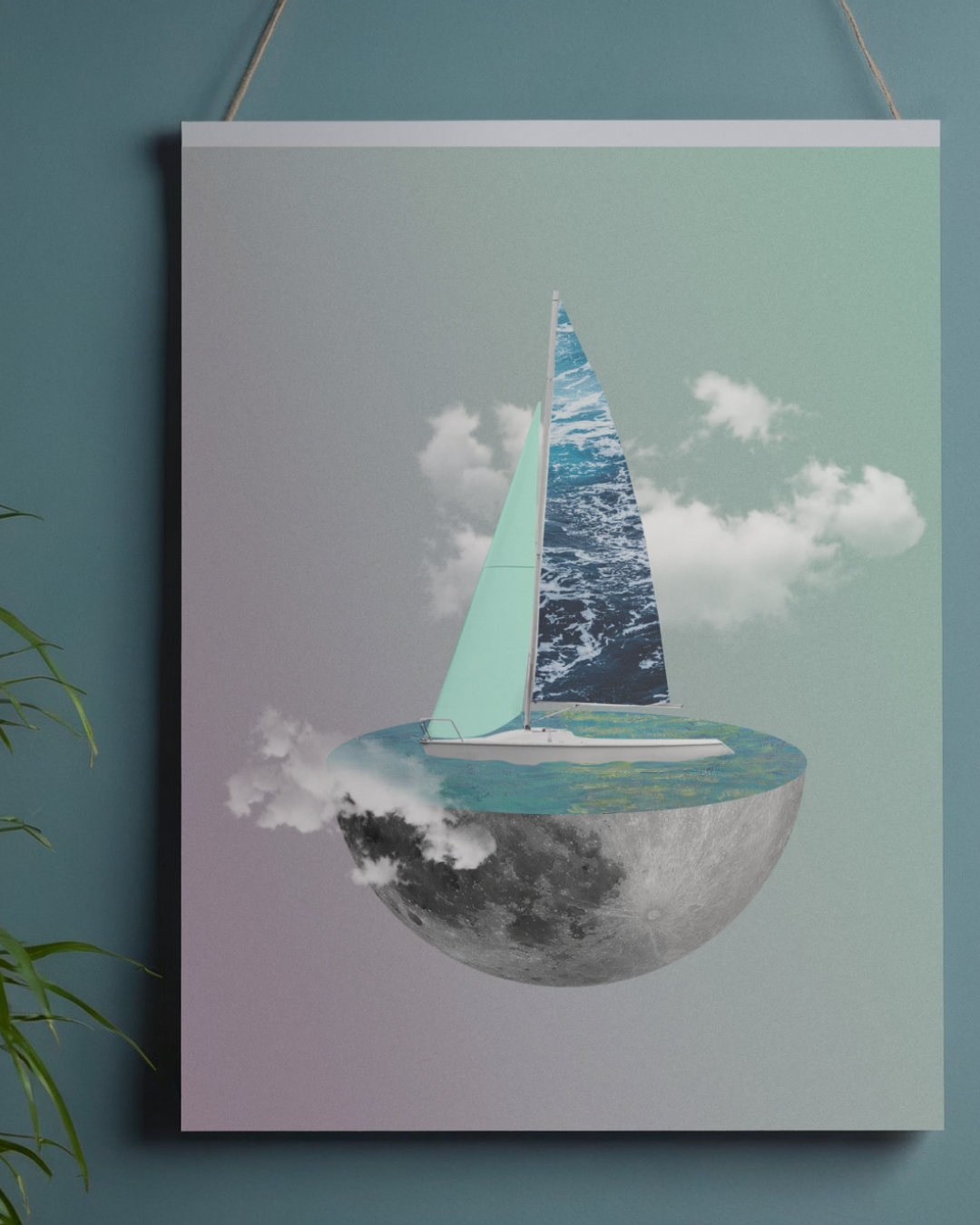 Moonlit Voyage | Surreal Collage Art Print