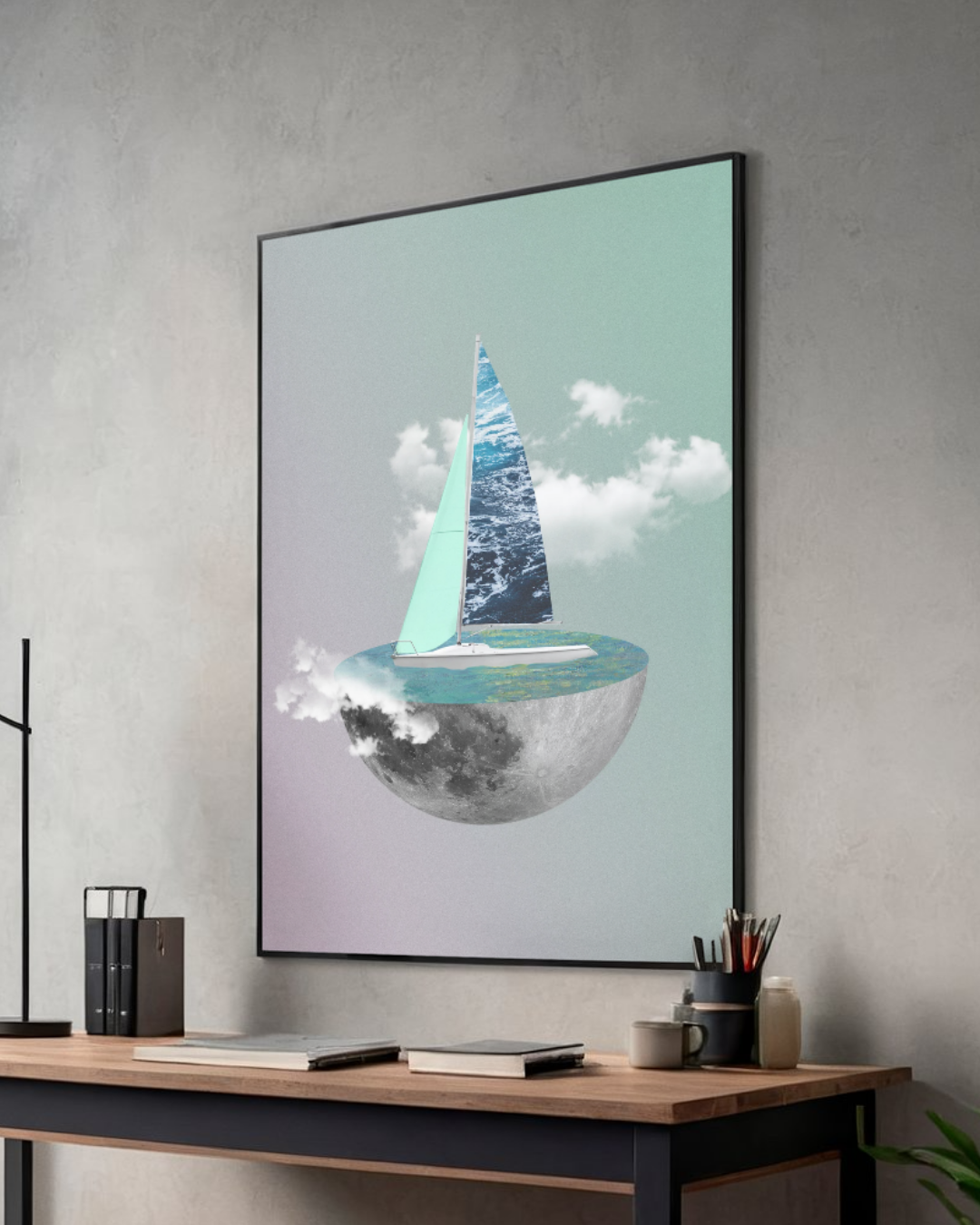 Moonlit Voyage | Surreal Collage Art Print