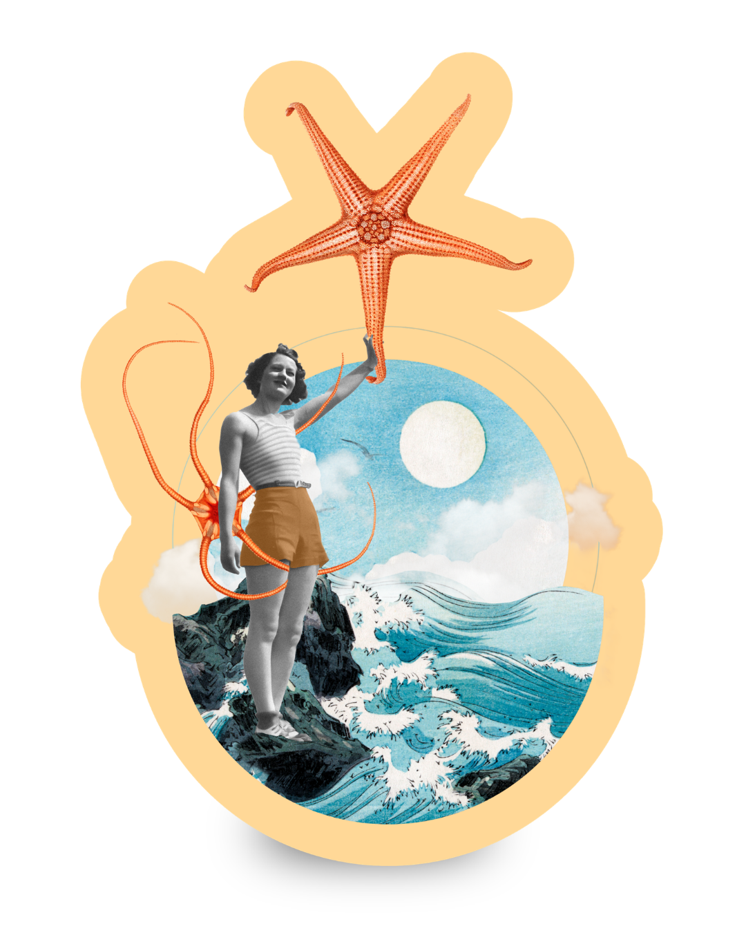 Ocean Echoes | Collage Vinyl Sticker