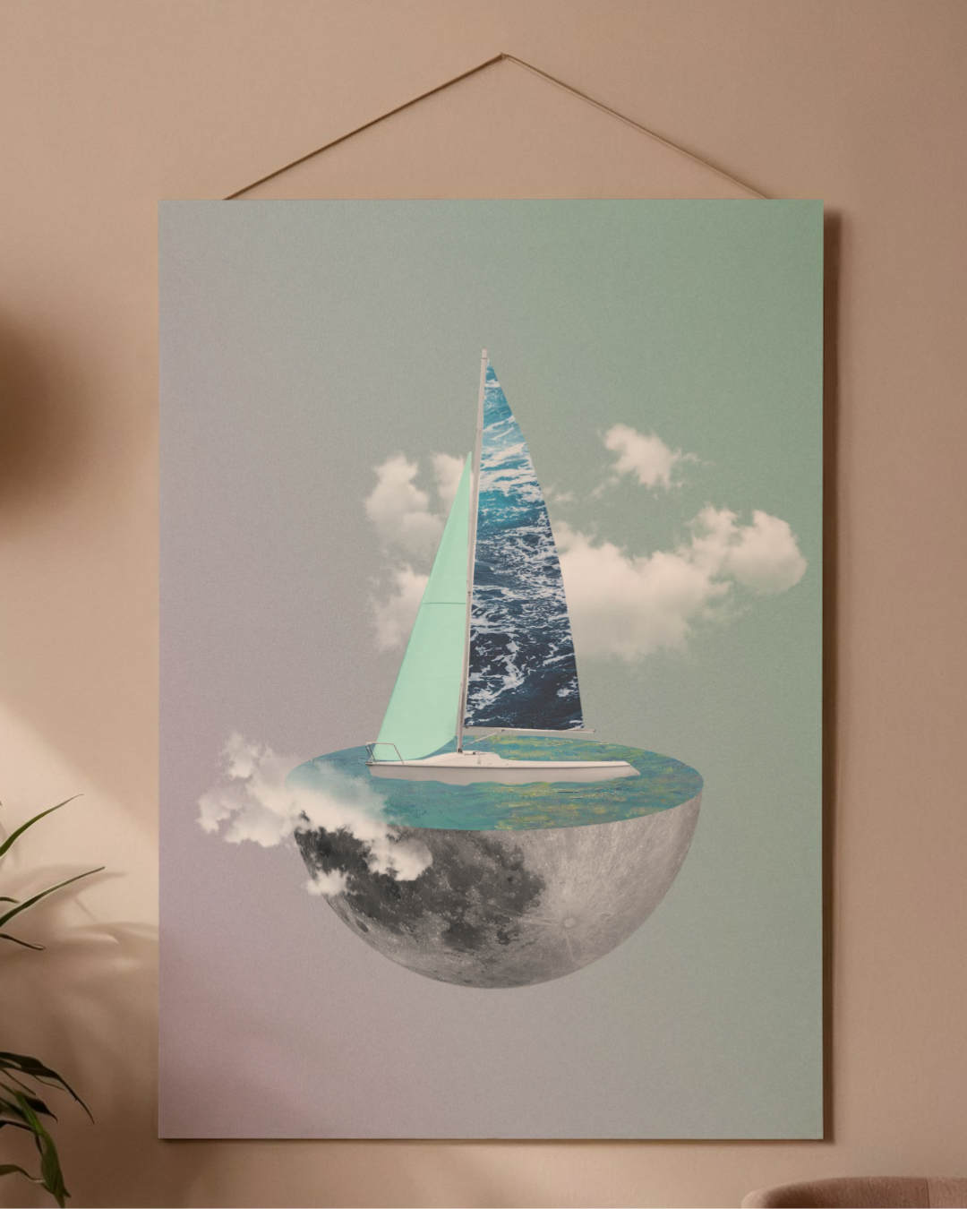 Moonlit Voyage | Surreal Collage Art Print