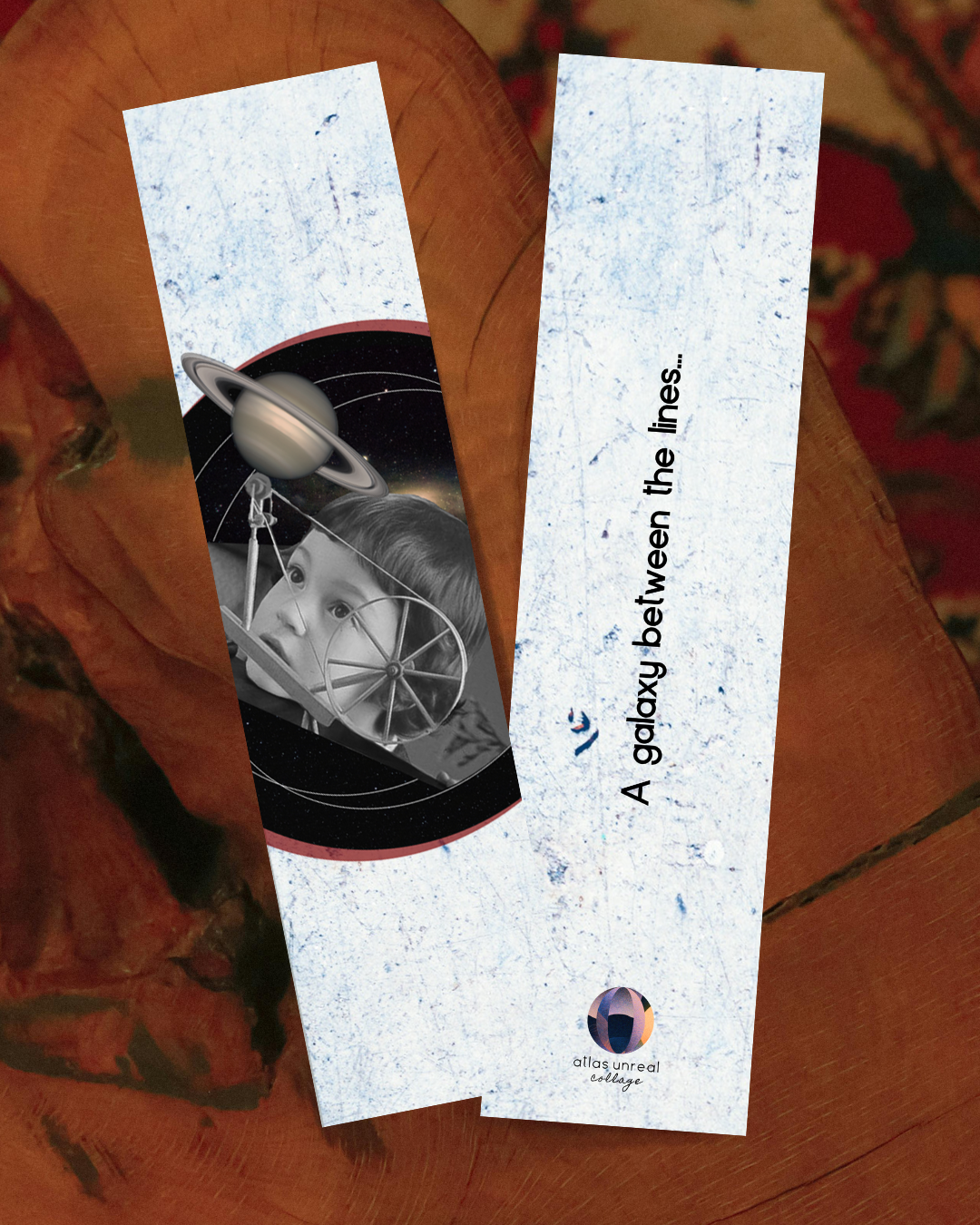 A galaxy between the lines | Collage Bookmark