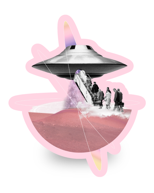 Shall we go? | Collage Vinyl Sticker