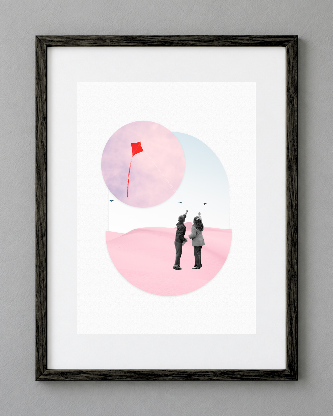Let's fly a kite | Surreal Collage Art Print