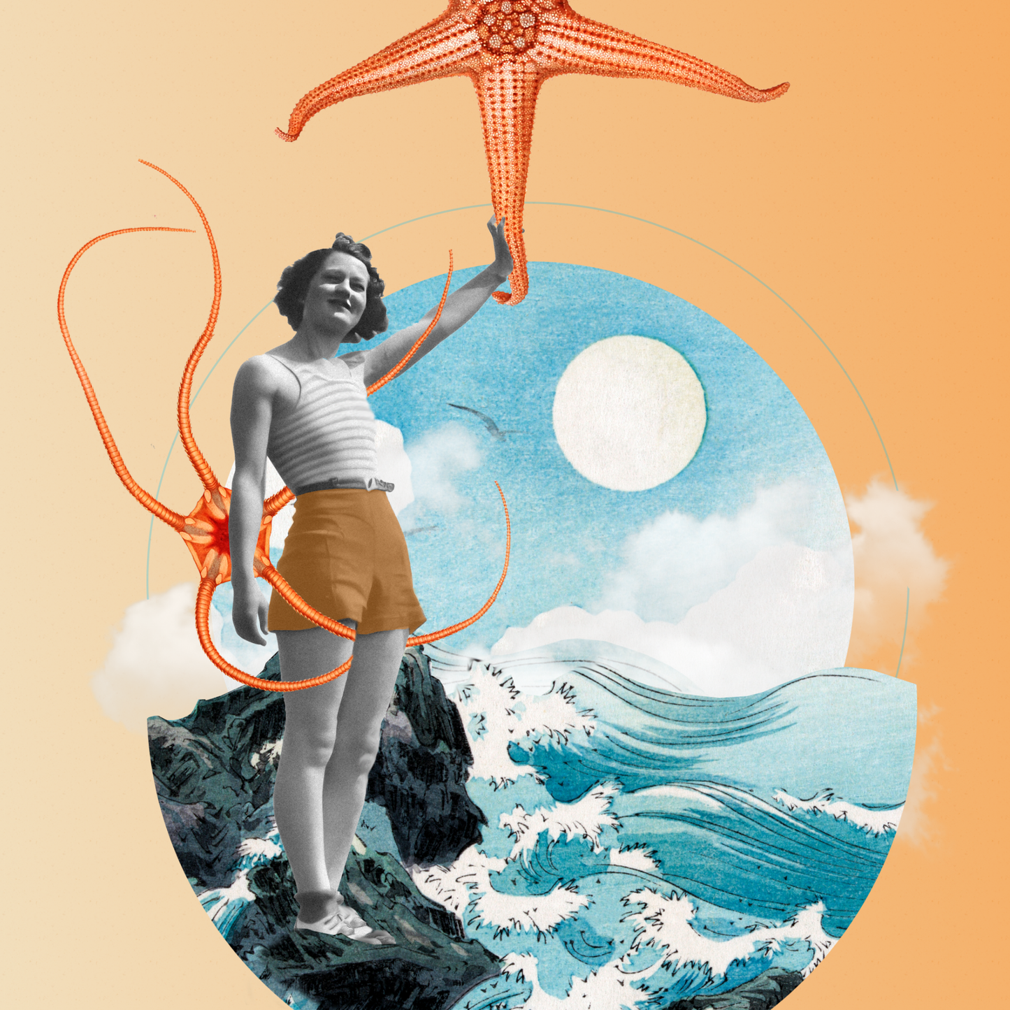 Ocean Echoes | Surreal Collage Art Print