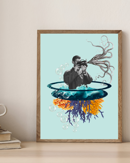 As free as the ocean | Surreal Collage Art Print