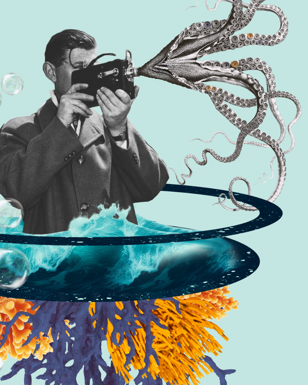 As free as the ocean | Surreal Collage Art Print