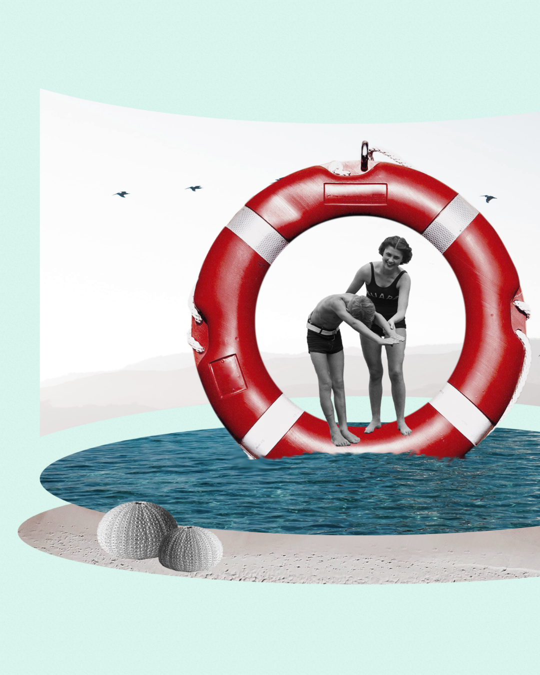 Dive into Summer Happiness | Surreal Collage Art Print