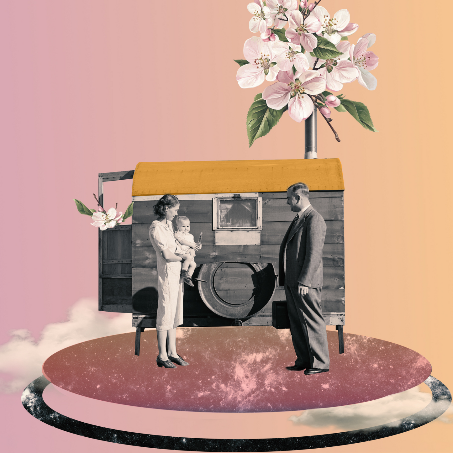 The Blossoming Shelter | Surreal Collage Art Print