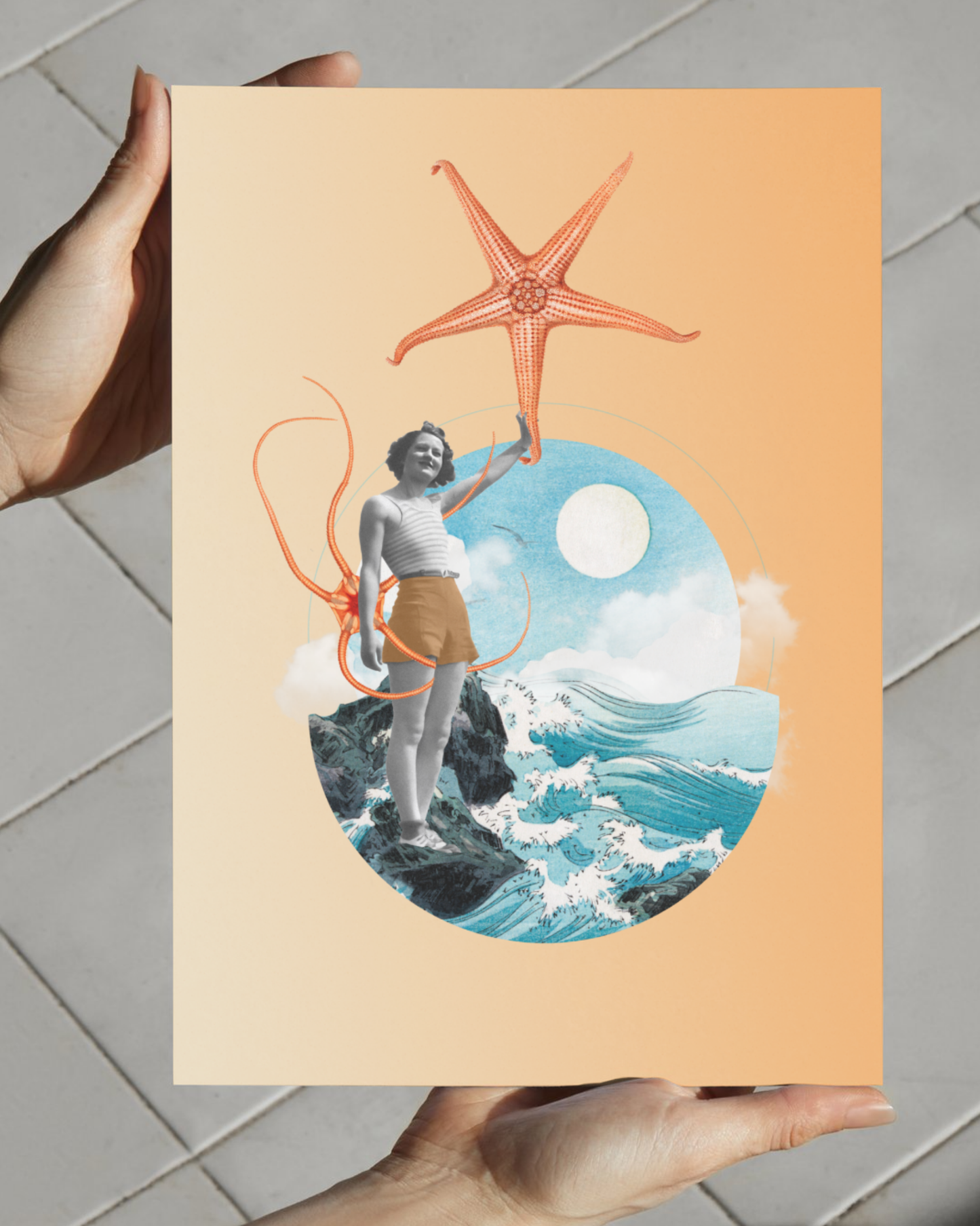 Ocean Echoes | Surreal Collage Art Print