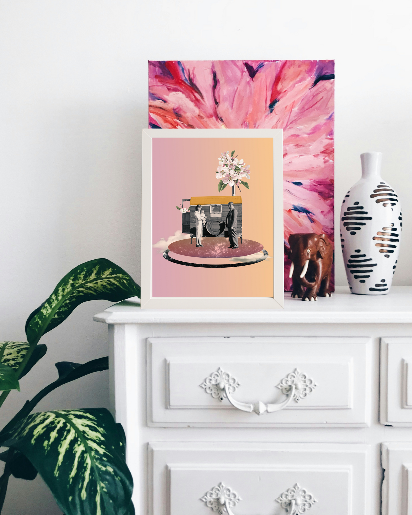 The Blossoming Shelter | Surreal Collage Art Print